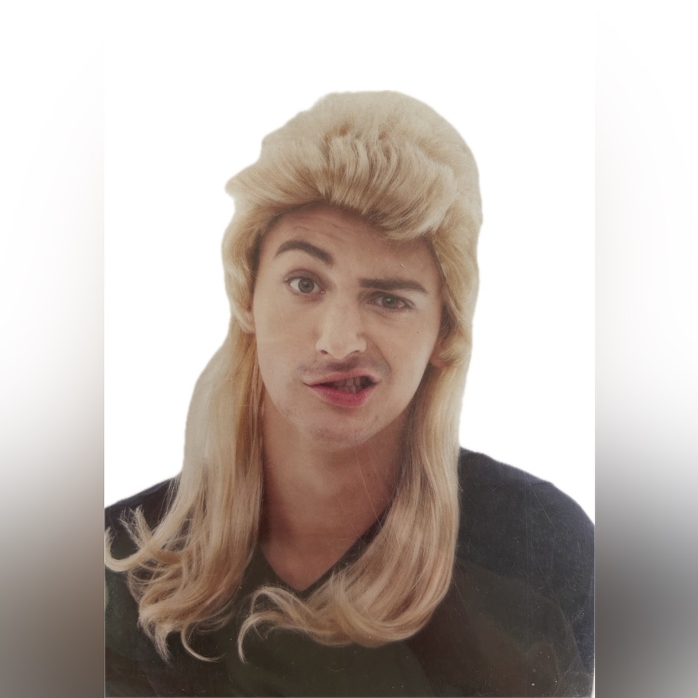 Halloween Mullet Costume Wig Adult 14+ Blond Long Hair Celebrate